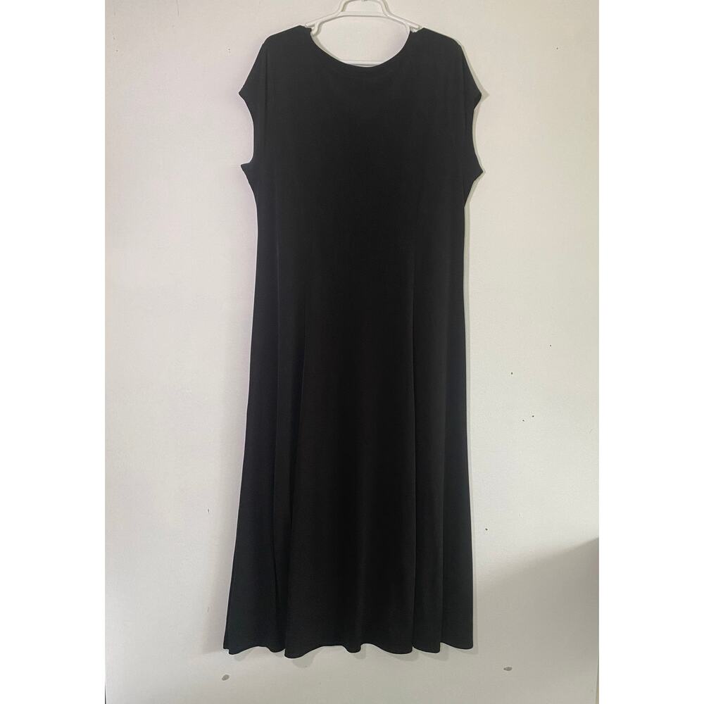 European Summer Chico's Black Capped Sleeve Long Maxi T-Shirt Dress Size 3 - Picture 4 of 7